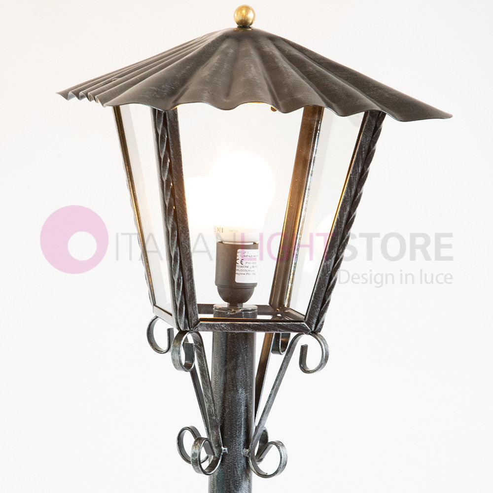UMBRIA GRANDE Lampione con Lanterna Ferro Battuto Design Rustico