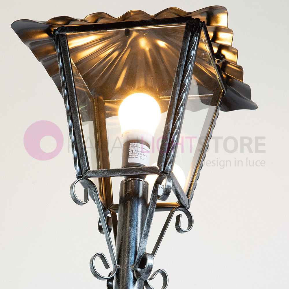 UMBRIA GRANDE Lampione con Lanterna Ferro Battuto Design Rustico