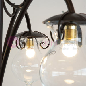 GOCCIA Lampione Rustico in Ferro Battuto a 3 Luci H.280