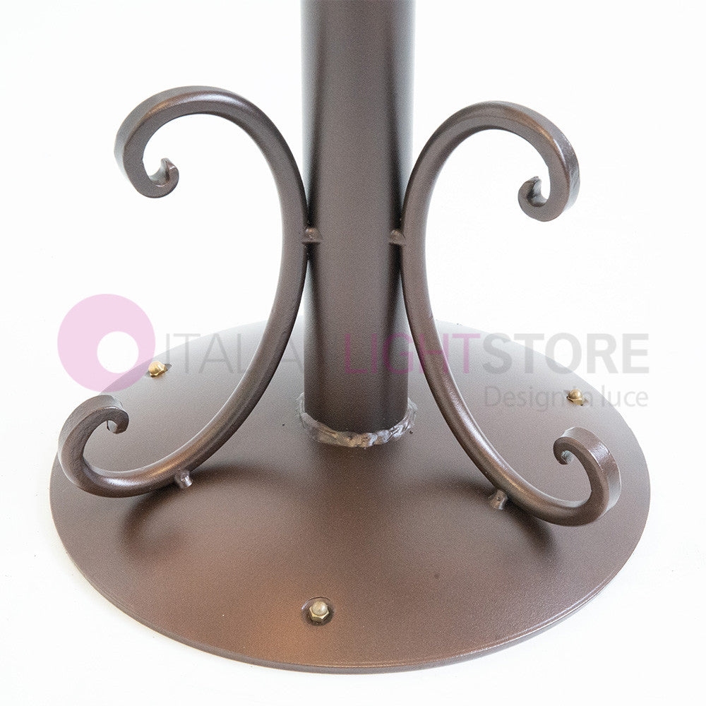 GOCCIA Lampione Rustico in Ferro Battuto a 3 Luci H.280