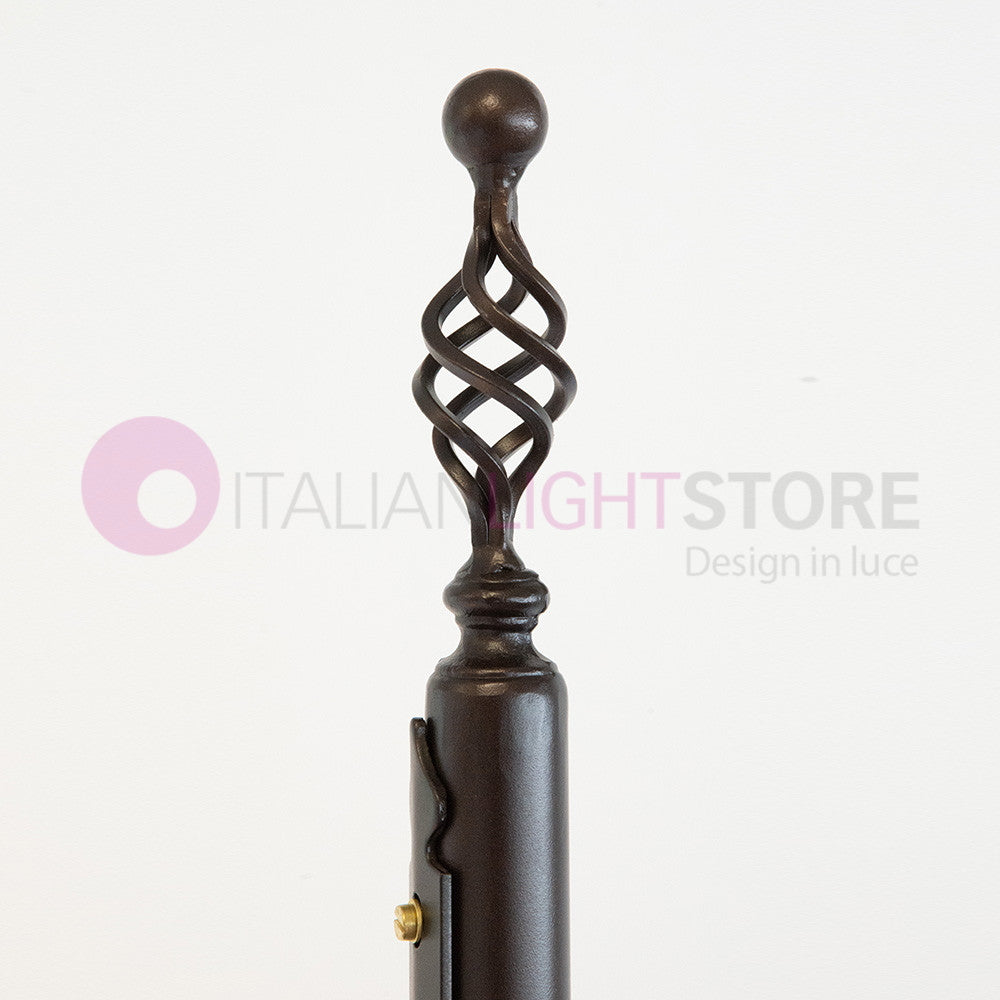 GOCCIA Lampione Rustico in Ferro Battuto a 3 Luci H.280