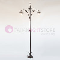 GOCCIA Lampione Rustico in Ferro Battuto a 2 Luci H.280