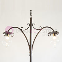 GOCCIA Lampione Rustico in Ferro Battuto a 2 Luci H.280