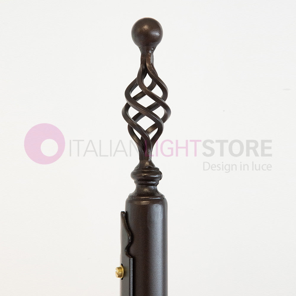 GOCCIA Lampione Rustico in Ferro Battuto a 2 Luci H.280