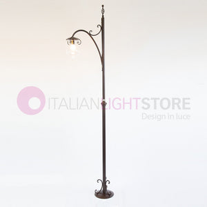 GOCCIA Lampione Rustico in Ferro Battuto a 1 Luce H.280