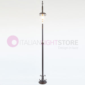 GOCCIA Lampione Rustico in Ferro Battuto a 1 Luce H.280