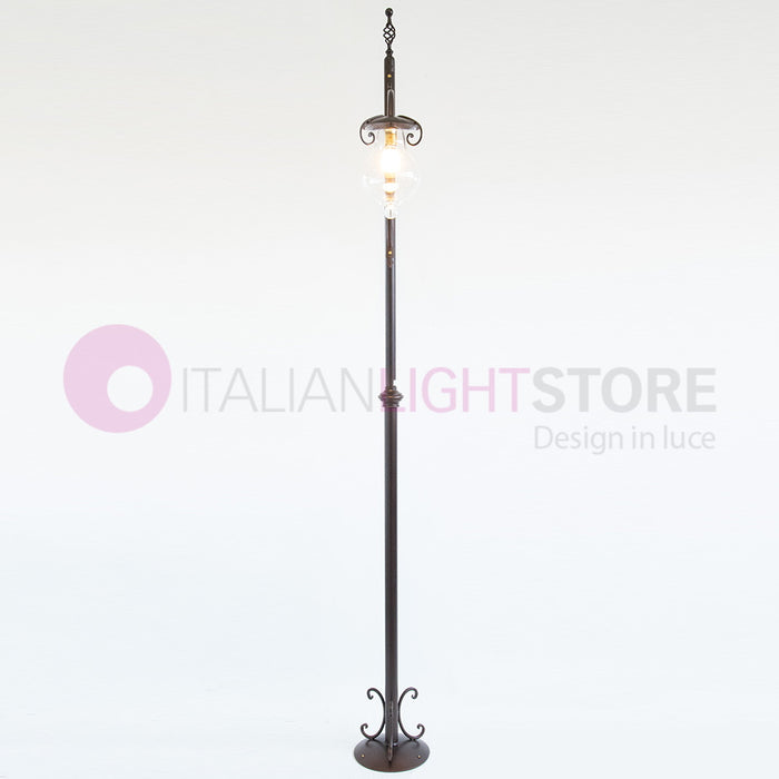 GOCCIA Lampione Rustico in Ferro Battuto a 1 Luce H.280