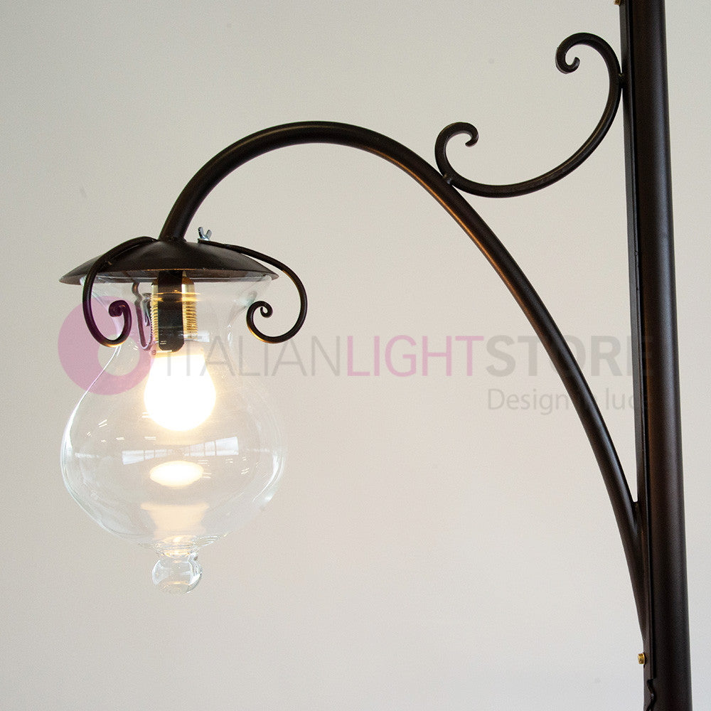 GOCCIA Lampione Rustico in Ferro Battuto a 1 Luce H.280