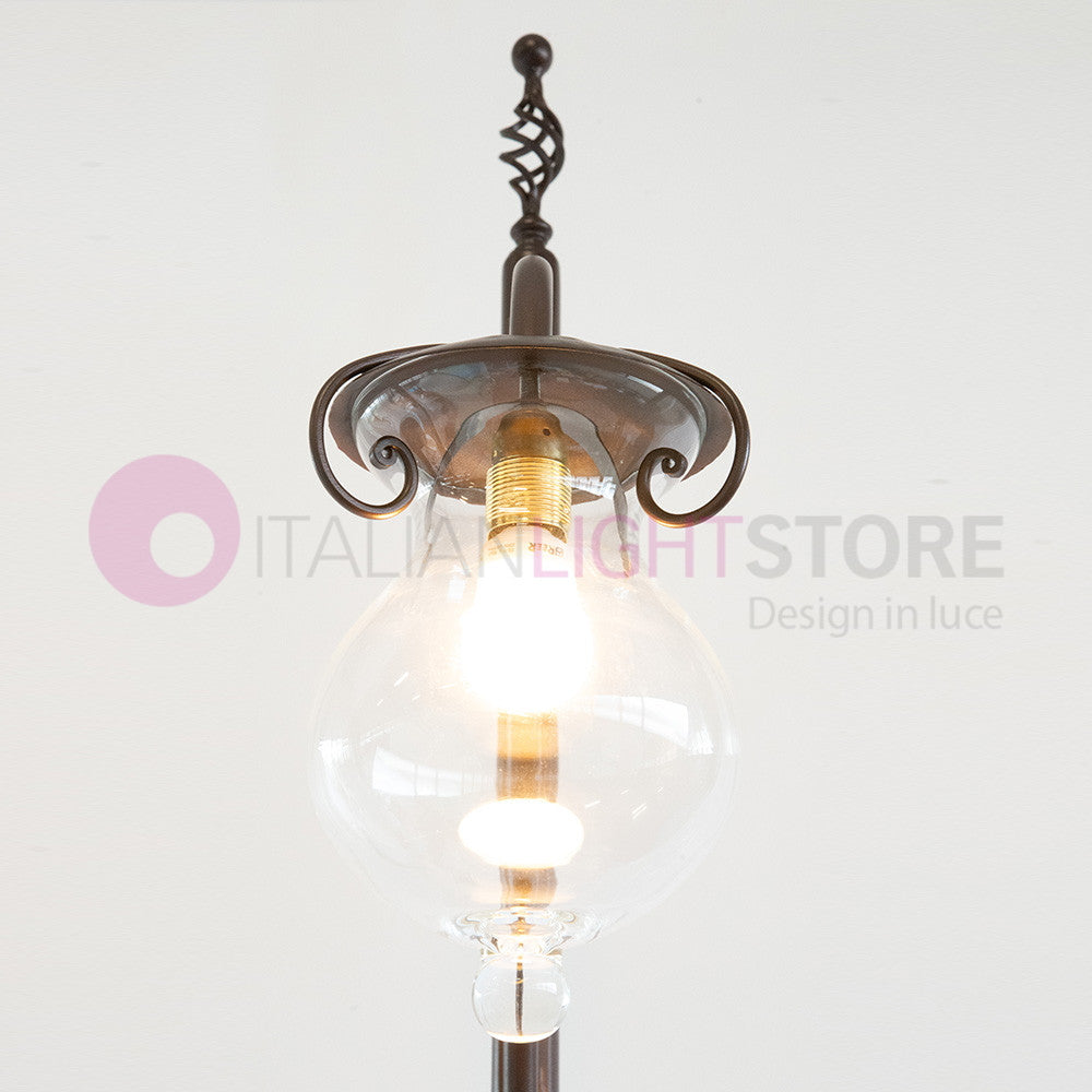 GOCCIA Lampione Rustico in Ferro Battuto a 1 Luce H.280