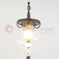 GOCCIA Lampione Rustico in Ferro Battuto a 1 Luce H.280