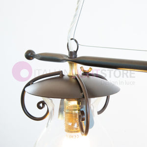 GOCCIA Lampadario Bilanciere 2 Luci in Ferro Battuto