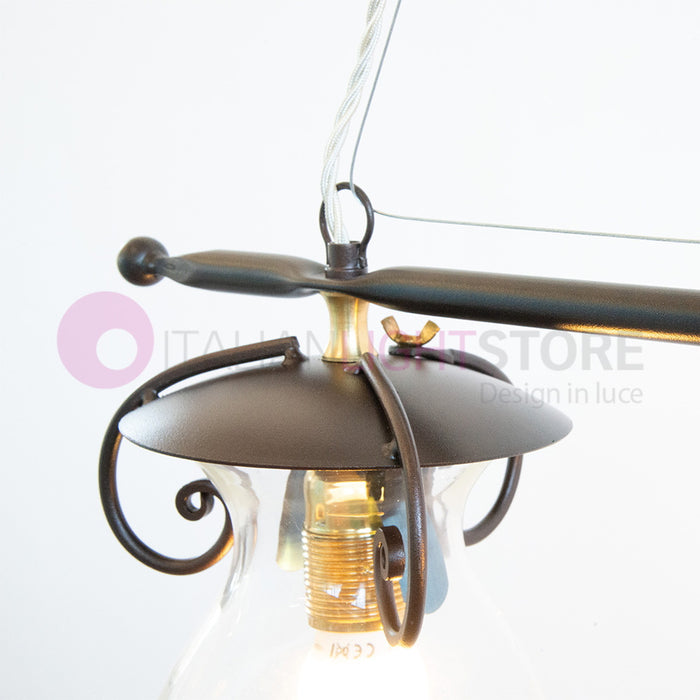 GOCCIA Lampadario Bilanciere 2 Luci in Ferro Battuto