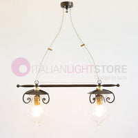 GOCCIA Lampadario Bilanciere 2 Luci in Ferro Battuto