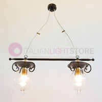 GOCCIA Lampadario Bilanciere 2 Luci in Ferro Battuto