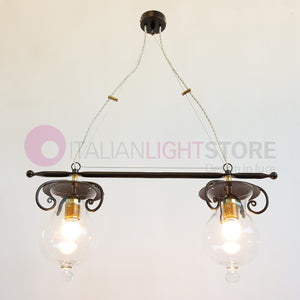 GOCCIA Lampadario Bilanciere 2 Luci in Ferro Battuto