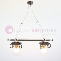 GOCCIA Lampadario Bilanciere 2 Luci in Ferro Battuto