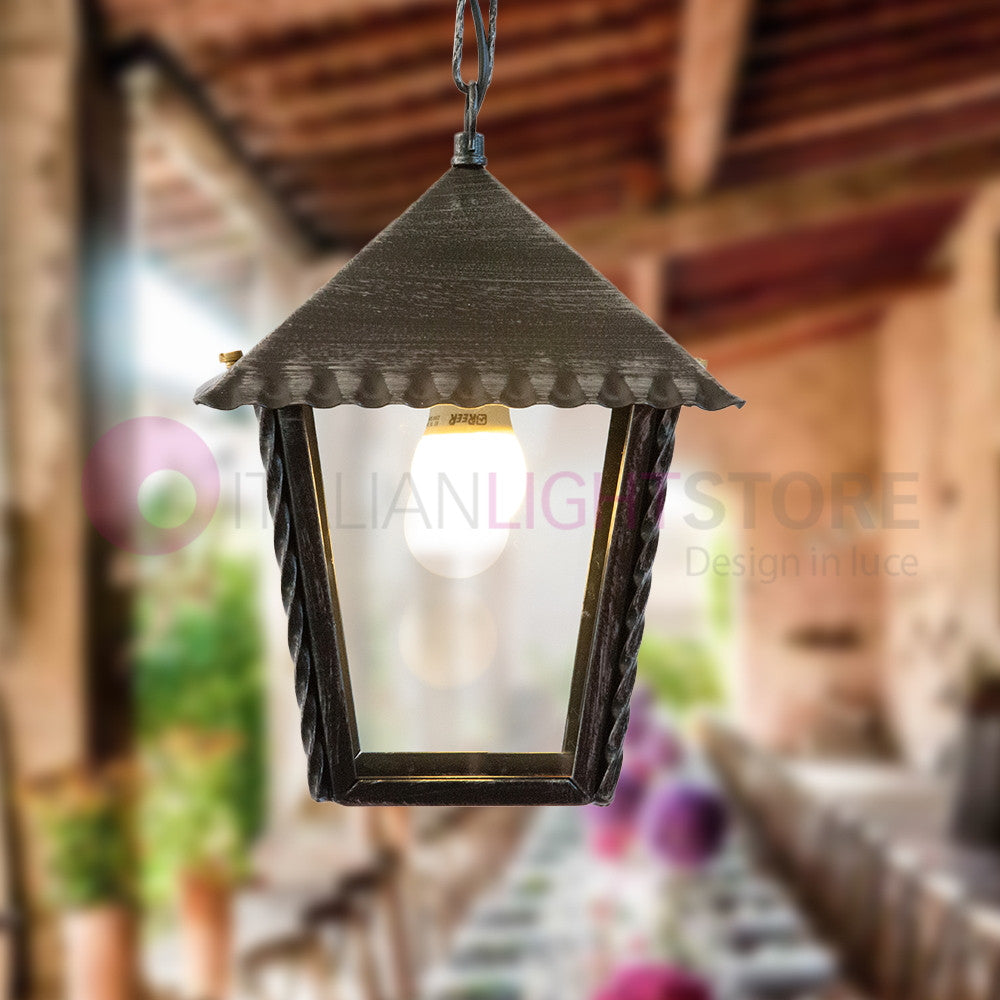 HEIDI Lanterna L. 21 con Catena in Ferro Battuto Design Rustico