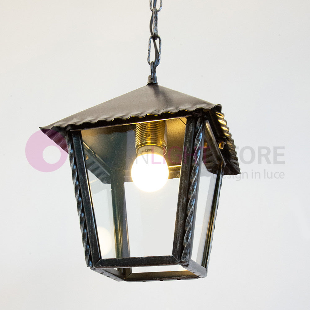 HEIDI Lanterna L. 21 con Catena in Ferro Battuto Design Rustico