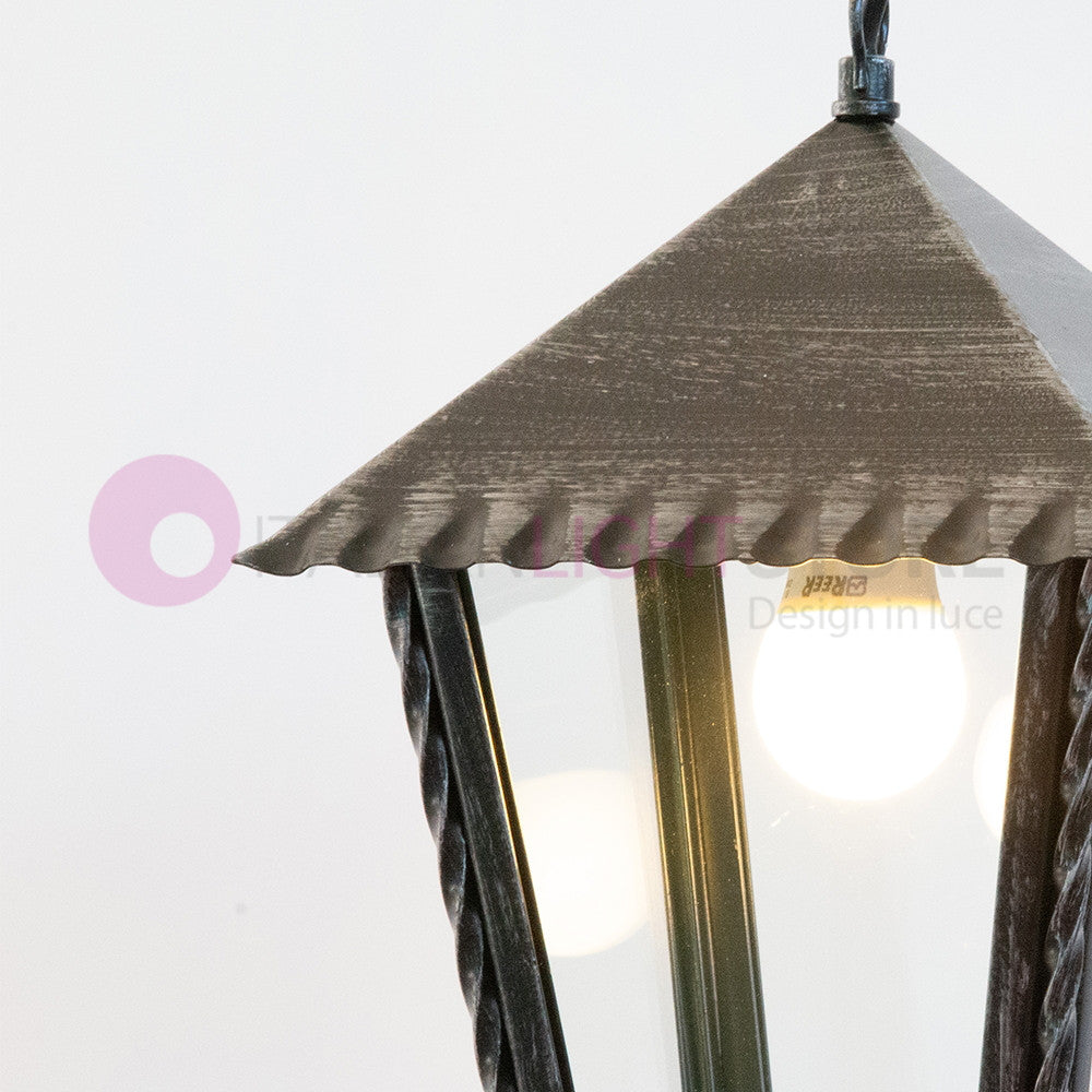 HEIDI Lanterna L. 21 con Catena in Ferro Battuto Design Rustico