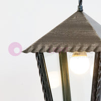 HEIDI Lanterna L. 21 con Catena in Ferro Battuto Design Rustico