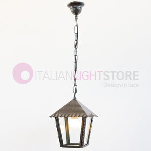 HEIDI Lanterna L. 21 con Catena in Ferro Battuto Design Rustico