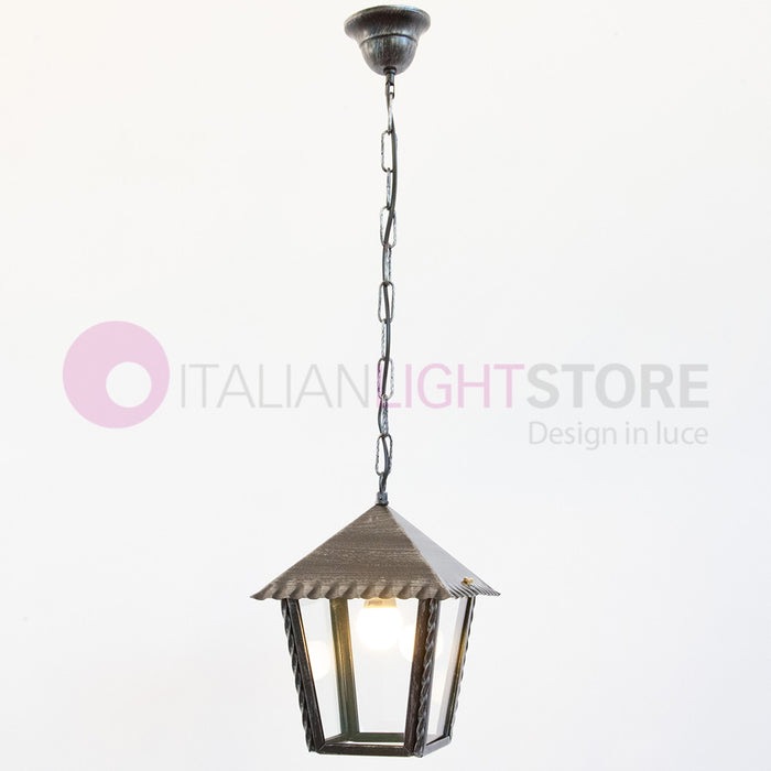 HEIDI Lanterna L. 21 con Catena in Ferro Battuto Design Rustico
