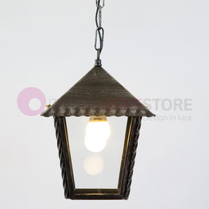 HEIDI Lanterna L. 21 con Catena in Ferro Battuto Design Rustico