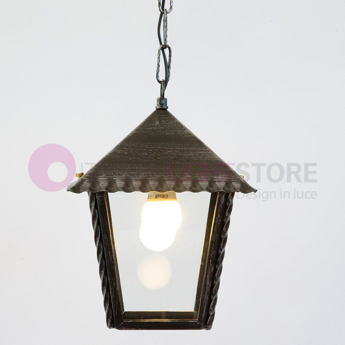 HEIDI Lanterna L. 21 con Catena in Ferro Battuto Design Rustico