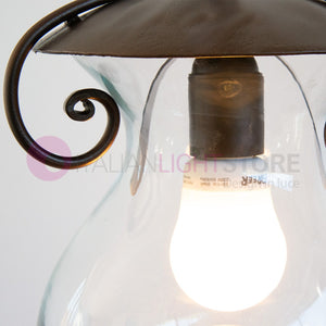 GOCCIA Lanterna con Catena in Ferro Battuto Vetro D.20