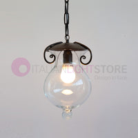 GOCCIA Sospensione con Catena in Ferro Battuto Vetro D.15