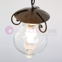 GOCCIA Sospensione con Catena in Ferro Battuto Vetro D.15