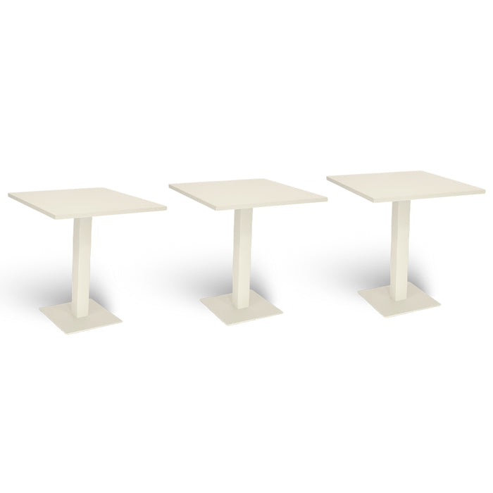 Tavolo da bar bianco panna cm 70 x cm 70 con piano in alluminio verniciato x 3