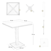 Tavolo da bar bianco panna cm 70 x cm 70 con piano in alluminio verniciato x 3