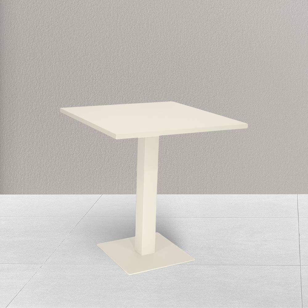 Tavolo da bar bianco panna cm 70 x cm 70 con piano in alluminio verniciato x 3