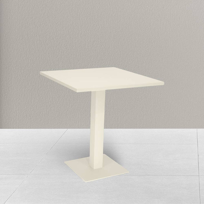 Tavolo da bar bianco panna cm 70 x cm 70 con piano in alluminio verniciato x 3