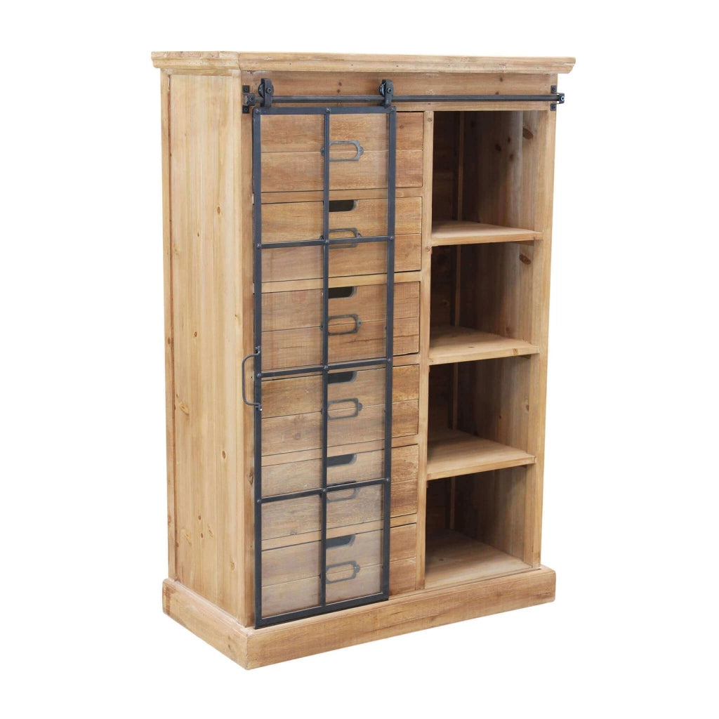 Cassettiera con anta scorrevole in Legno Metallo cm 82x39 5x123 - BRENNAN