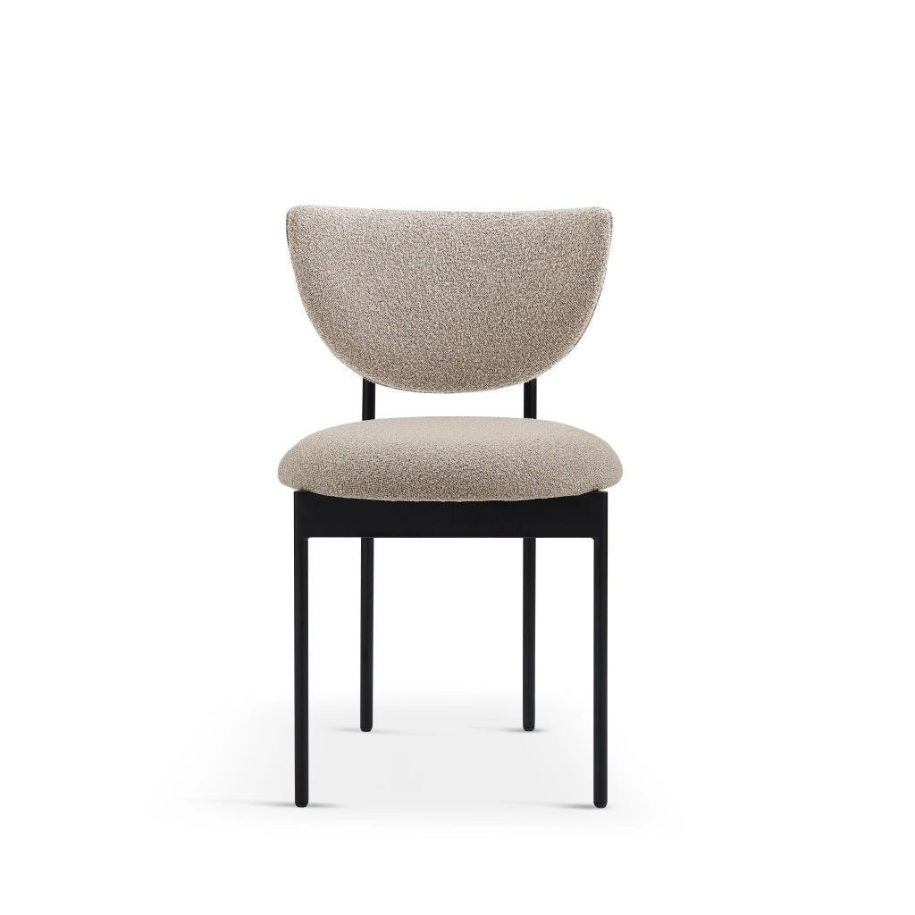 Sedia da Pranzo Set da 2 con Design Senza Braccioli Salvaspazio, in Tessuto e Metallo Beige 56 × 48 × 72 cm
