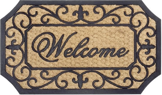 Matto di ingresso in cocco e gomma 45x75cm - Matto antiscivolo per contenitori di rifiuti, naturale, per interni e esterni, Matto di ingresso in cocco resistentente all'usura