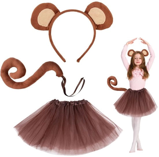 Costume da orso Halloween - Costume da orso - Orsetto con coda lunga - Tutu - Misura unica per bambini e adulti
