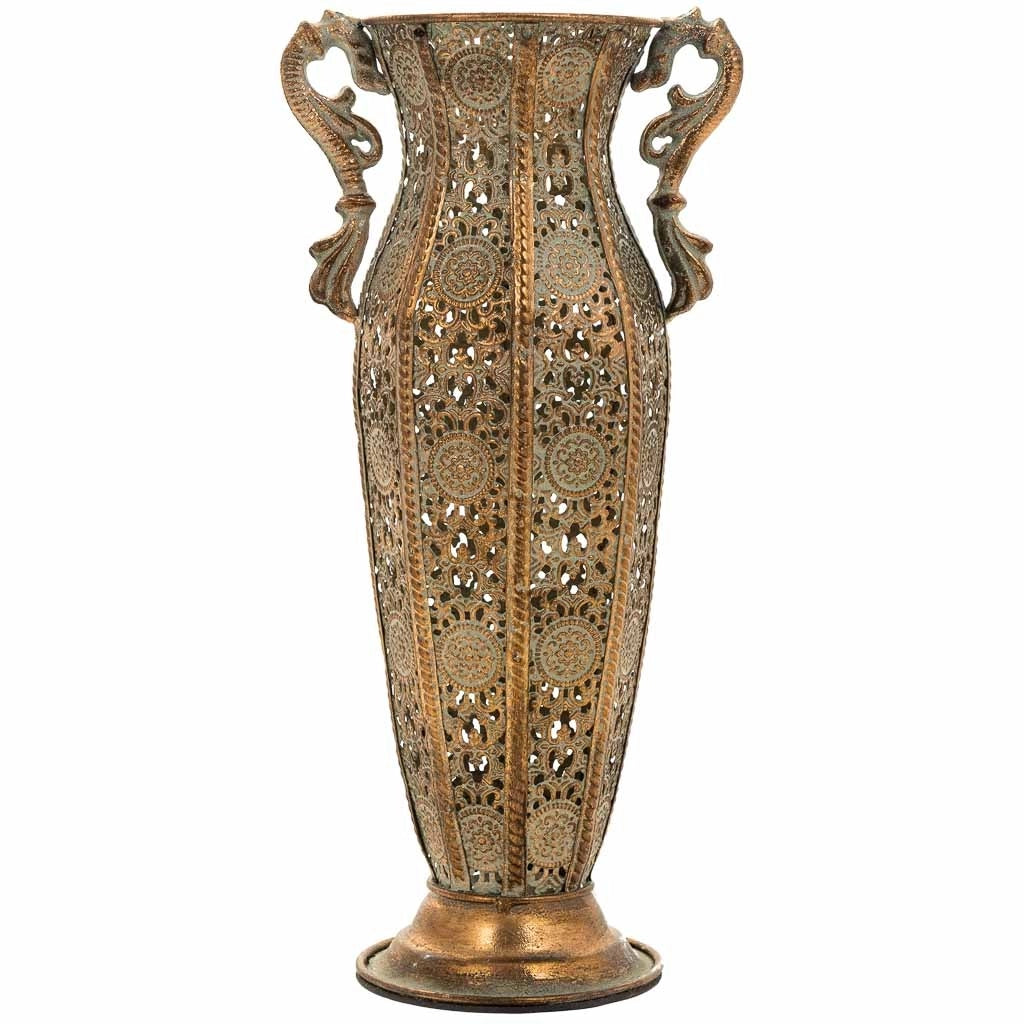 Vaso in metallo dorato 15,5x11,5x34h