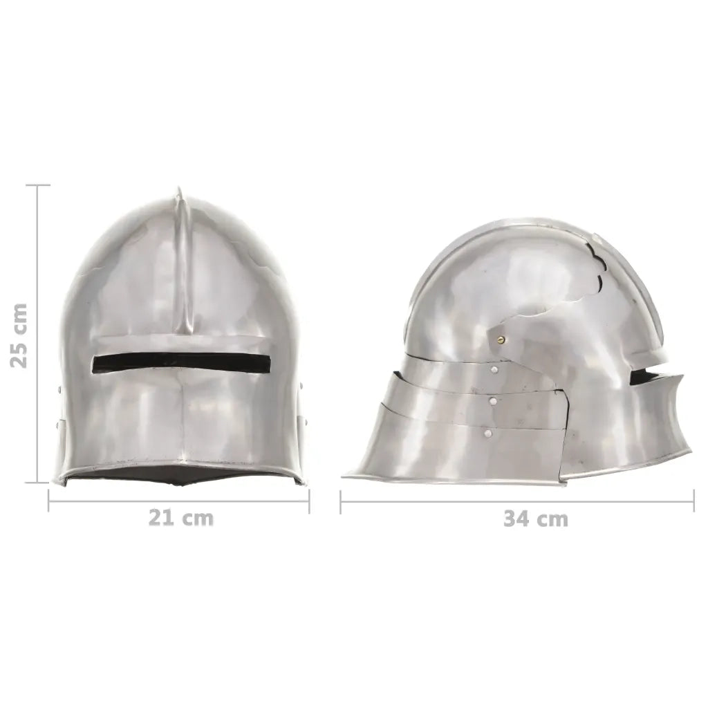 Elmo da Cavaliere Medievale Antico LARP in Acciaio Argento 286214