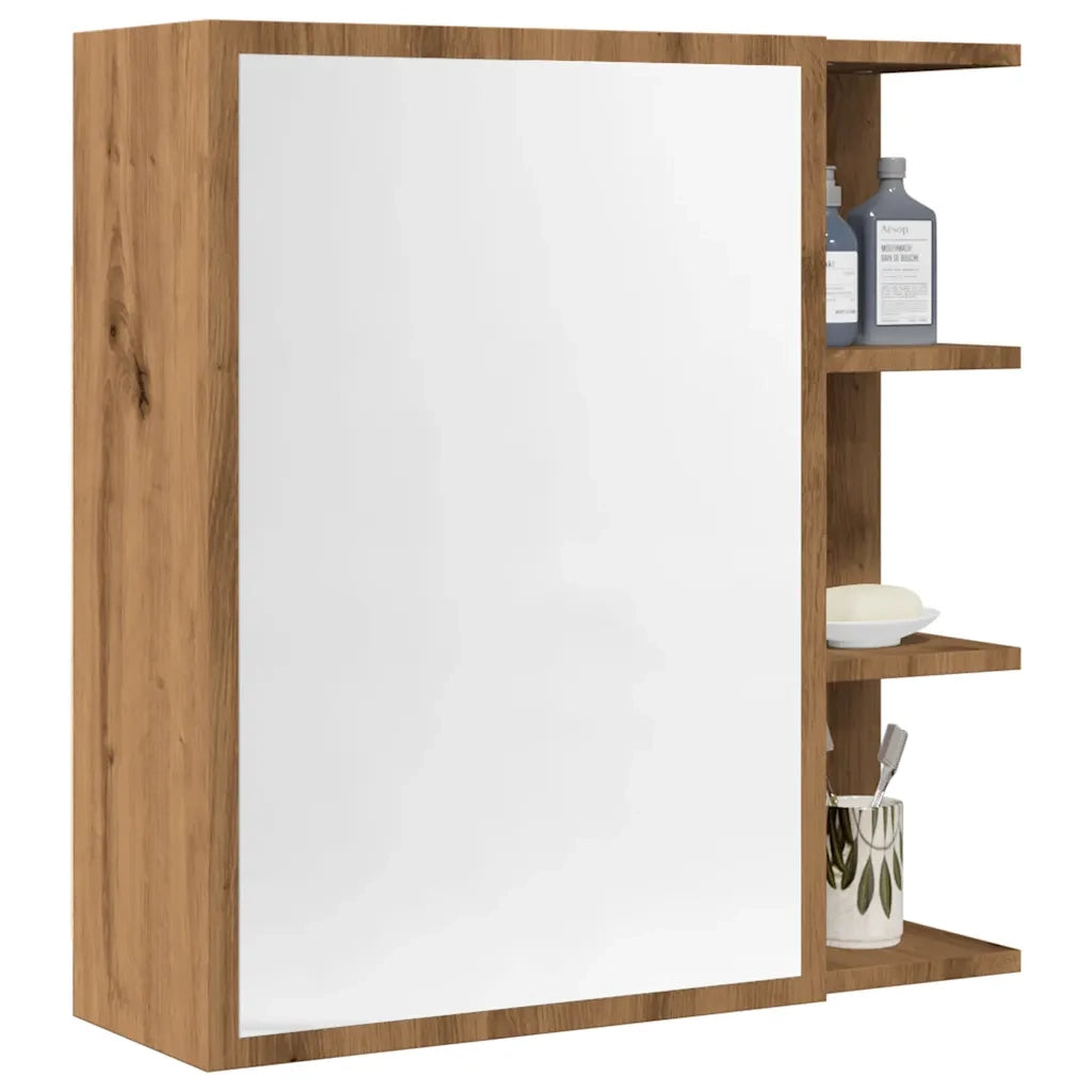 Mobile Bagno | Armadio da bagno con Specchio Rovere 62,5x20,5x64 cm Multistrato