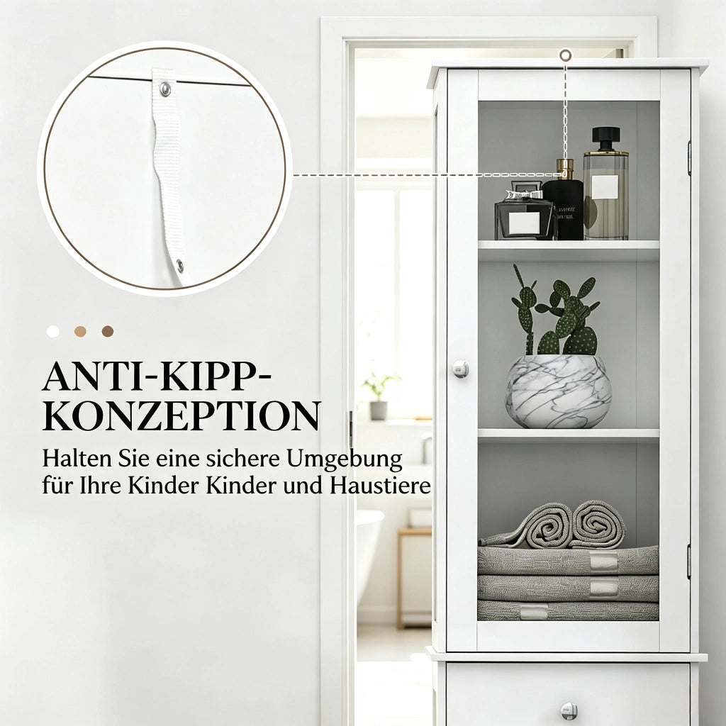 ARMADIO BAGNO ALTO 40x27x171,5 cm Bianco MDF e Acrilico