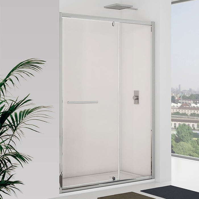 Porta battente e fisso 137-141 cm, vetro trasparente - new plus