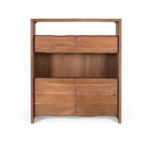 Credenza in legno massello di acacia design naturale e vetro