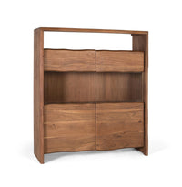 Credenza in legno massello di acacia design naturale e vetro