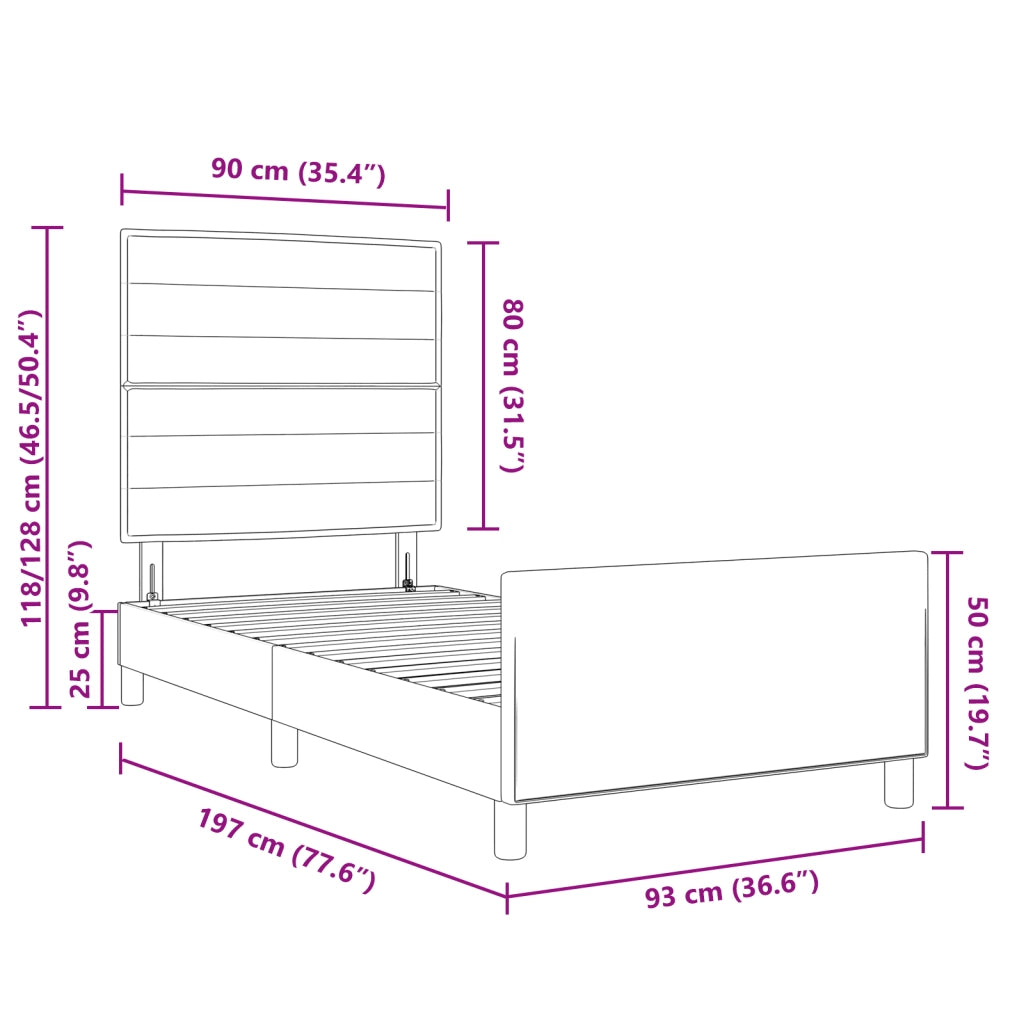 Struttura Letto in Tessuto Nera 90x190 cm