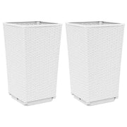 2 pz Fioriere | Cassetta per fiori | Vaso da Giardino Bianche 32,5x32,5x57 cm in PP