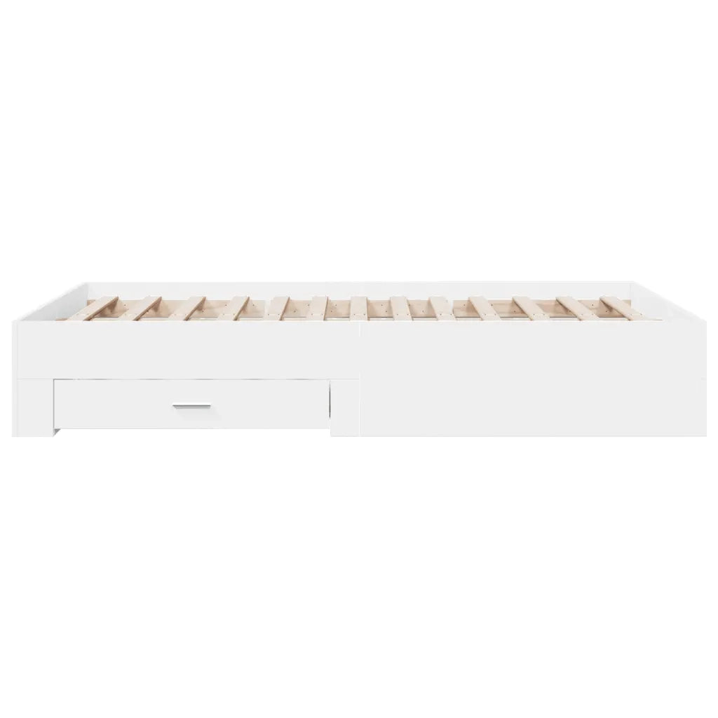Letto matrimoniale | Letto per adulti | Giroletto con Cassetti Bianco 120x200 cm in Legno Multistrato