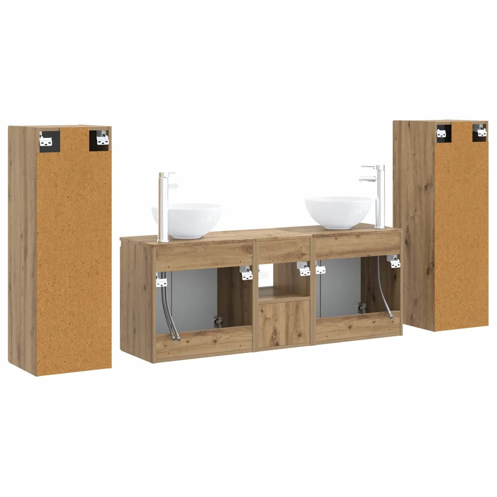 Set di mobili per il bagno 5 pz Rovere Artigianale 3405992